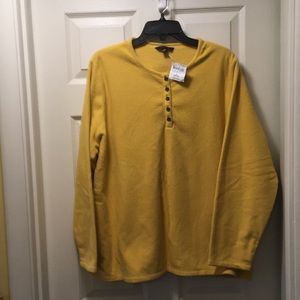 New Lands End mustard yellow fleece pullover